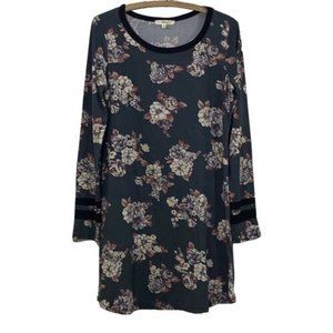 Andree By Unit Floral A Line Gray Dress Large